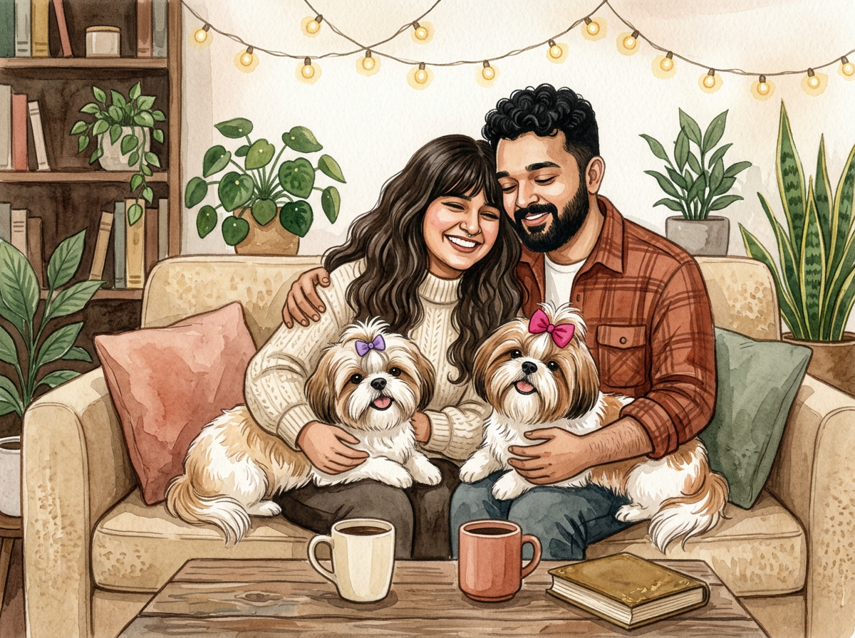 Aishwarya and Santosh at home with Ziggy and Ziyana